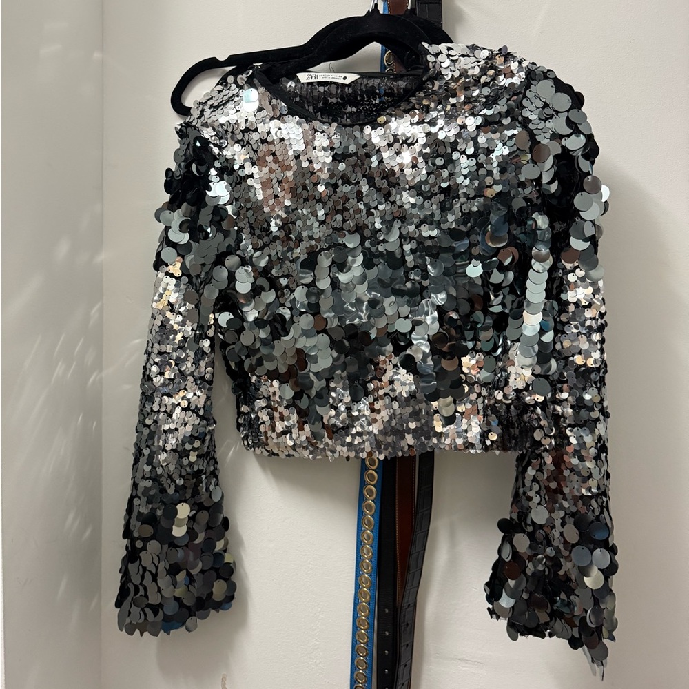 Zara Sequin silver limited edition top